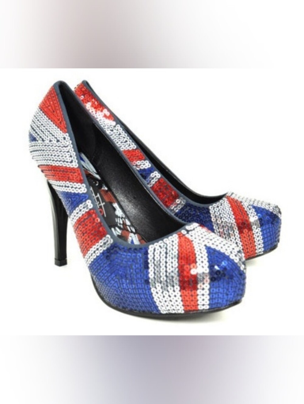 Iron Fist Jacked Up Union Jack Platform Pumps Sz 9 Sequin British Flag HighHeels